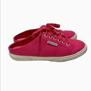 Superga pink fantasia lace up slide mule sneakers wmns size 8